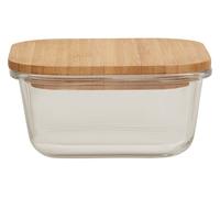 Orsina 520ml Square Glass Container with Bamboo Lid, Glass Container with Airtight Lid, Airtight Glass Container in Natural Orsina Natural
