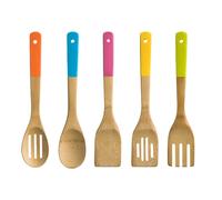 Orsina 5pc Bamboo Utensil Set, Slotted Spoon, Spoon, Turner, Slotted Turner & Spaghetti Server, Unique Cooking Set Orsina Multicolor