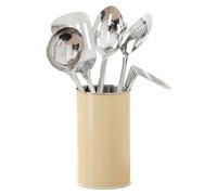 Orsina 5pc Cream Enamel Canister Kitchen Utensils Set, Utensil Holder With Utensils, Cooking Tool Set For Kitchens Orsina Cream