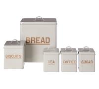 Orsina 5pc Cream Kitchen Storage Set, Coffee, & Sugar Canisters With Utensil Holder, Ceramic Canisters With Lids in Grey Orsina Grey