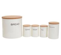 5Pc Cream Kitchen Storage Set, Kitchen Storage Set, 5 Piece Kitchen Canister Set, Stainless Steel Canisters Premier Housewares Natural One Size