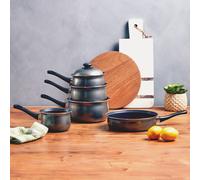 Orsina 5Pc Non-Stick Dark Silver Cookware Set, Kitchen Pots & Pans Set with Lids, Non stick Cookware Set in Grey Orsina Grey