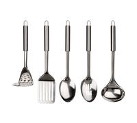 Orsina 5pc Stainless Steel Utensil Set, Kitchen Tools With Solid Spoon, Slotted Spoon, Ladle, Masher & Turner in Silver Orsina Silver
