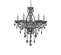 Orsina 6-Arm Smoked Crystal Chandelier, Candle-Style Glass Ceiling Lamp With K9 Droplets, Crystal Ceiling Light