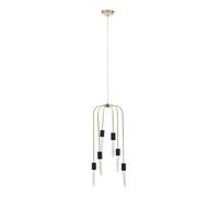 Orsina 6 Bulb Black Pendant Light, Hanging Light With Six Suspended Bulbs, Overhead Lighting For Modern Interiors in Gold Orsina Gold