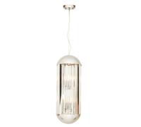 Orsina 6 Bulb Small Pendant Light, Chrome Finish Contemporary Lighting Fixture, Capsule-Shaped Crystal Panel Light in Silver Orsina Silver