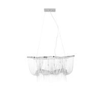 Orsina 6 Light Chrome Pendant, Adjustable Aluminium Chain Basket Pendant, Boutique Luxe Lighting For Living Room in Silver Orsina Silver