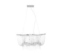 Orsina 6 Light Chrome Pendant, Adjustable Aluminium Chain Basket Pendant, Boutique Luxe Lighting For Living Room
