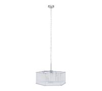 Orsina 6 Light Hexagonal Chrome Pendant Light, Adjustable Aluminium Chain Ceiling Fixture, Ribbed Glass Rods in Silver Orsina Silver