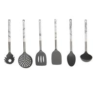 Orsina 6 Piece Kitchen Tool Set, Silicone Spatula & Spoon Set, Kitchen Utensil Set with Marble Effect Handles in Black Orsina Black