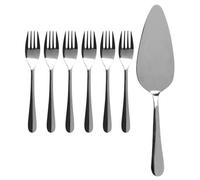 Orsina 7-Piece Stainless Steel Cake Set, Elegant Silver Cake Cutter And Server Duo, Stainless Steel Construction