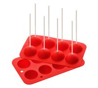 Orsina 8 Ball & 24 White Sticks Mould, Red Silicone Pop Baking Mould, Non-Stick Mold for Parties, Ball Shape Mould Orsina Red