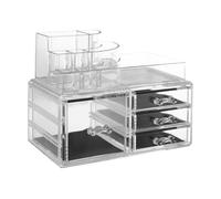 Orsina 8 Compartments Cosmetics Organiser With 4 Drawers, Clear Acrylic Cosmetic Organiser, Makeup Storage Box Clear