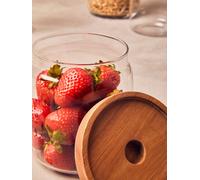 Orsina 860ml Round Clear Glass Storage Jar With Acacia Wood Lid, Elegant Airtight Jar For Kitchen Organisation Orsina Clear