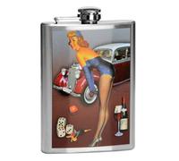 Premier Housewares Over The Bonnet Hip Flask, 8 oz - Stainless Steel