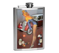 Orsina 8oz Hip Flask, Vintage-Inspired Stainless Steel Flask With Classic Pin-Up Print, Secure Screw Cap Orsina Multicolor