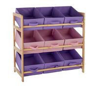 Premier Kids 3 Tier Storage Unit with 9 Canvas Tubs, Purple