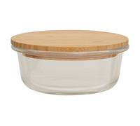 Orsina 950ml Round Glass Container with Bamboo Lid, Glass Container with Airtight Lid, Airtight Glass Container in Natural Orsina Natural