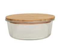 Orsina 950Ml Round Glass Container With Bamboo Lid, Glass Container With Airtight Lid, Airtight Glass Container