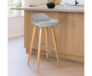 Orsina Abs And Beech Wood Bar Stool, Space-Saver Kitchen Bar Stool, Footrest Barstool Bench