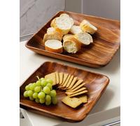 Orsina Acacia Curved Sides Serving Platter, Natural Wood Dish, Curved Food Server Board, Luxurious Serving Stand Orsina Natural
