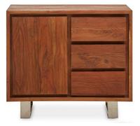 Orsina Acacia One Door Sideboard, Natural Solid Acacia Wood Cabinet With Single Door And Three Drawers