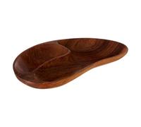 Premier Housewares 2-Section Serving Dish Monkeypod Wooden Tray Tray Table Carved Serving Trays Serving Platters - 3 X 32 X 20 Cm