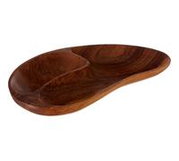 Orsina Acacia Two Section Bean Shaped Dish, Hand Carved Wooden Divided Serving Tray, Rustic Wooden Snack Platter in Natural Orsina Natural