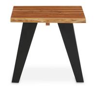 Orsina Acacia Wood Side Table, Rustic Natural Wooden Top With Black Looped Iron Base, End Table
