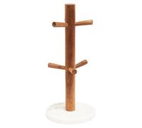 Orsina Acacia Wood & White Marble Mug Tree, Durable 6-Peg Mug Holder for Kitchen, Natural Marble Base Orsina Natural