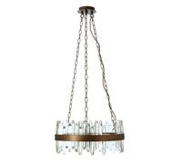 Orsina Acrylic Chandelier With Copper Band, Contemporary Acrylic And Iron Ceiling Light, Copper Round Chandelier