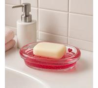 Premier Soap Dish 1601656 - Acrylic with Floating Hearts - Clear/Red 10 x 14 x 3 cm