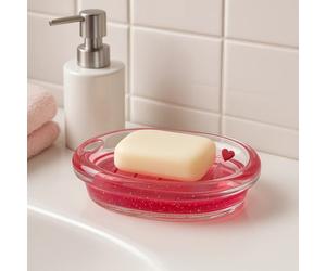 Orsina Acrylic Hearts Soap Dish, Floating Heart Feature in Red Orsina Red