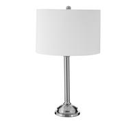 Orsina Adjustable Height Polished Metal Table Lamp, Cream Fabric Drum Shade, Boutique Lighting Feature for Bedroom in Silver Orsina Silver