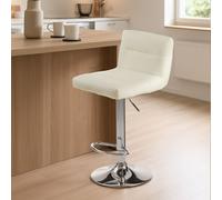 Orsina Adjustable Height Seat Bar Stool With Chrome Base, Comfortable Bar Chair, Sleek Modern Bar Stool in White Orsina White