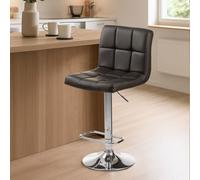 Baina Quilted Bar Stool With Chrome Base - Black