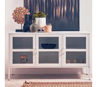 Orsina Adjustable Three Door White Metal Sideboard, Industrialmid Century Sideboard, Versatile Modern Sideboard