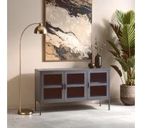 Orsina Adjustable Three Door White Metal Sideboard, IndustrialMid Century Sideboard, Versatile Modern Sideboard in Grey Orsina Grey