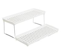 Orsina Adjustable White & Grey Cabinet Racks, Stylish Racks For Kitchen, Durable Robust Racks For Kitchen Orsina White