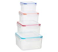 Orsina Airtight Lids 4Pc Square Food Containers, Veratile Large Storage Containers, Durable Plastic Containers in Clear Orsina Clear