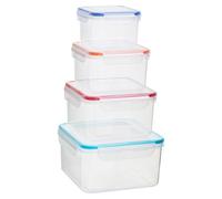 Airtight Lids 4Pc Square Food Containers, Veratile Large Storage Containers, Durable Plastic Containers Premier Housewares Clear One Size