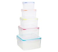 Orsina Airtight Lids 5Pc Square Food Containers, Veratile Large Storage Containers, Durable Plastic Containers in Clear Orsina Clear