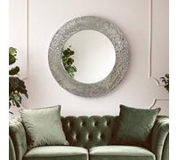 Orsina Akola Finish Round Wall Mirror in Silver Orsina Silver