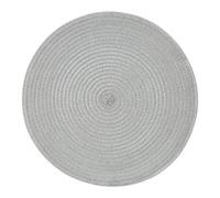 Placemat, Table Mat, Round, Woven, Single - Metallic Silver