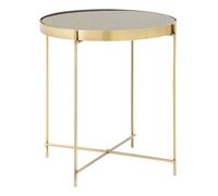 Interiors by Premier Side Table Allure Brushed Bronze/Black Mirror Round Small