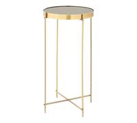 Interiors by Premier Side Table Allure Brushed Bronze/Black Mirror Round Tall