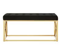 Orsina Allure Black Tufted Seat And Gold Finish Bench