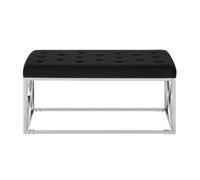 Orsina Allure Black Tufted Seat And Silver Finish Bench