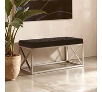 Orsina Allure Black Tufted Seat & Silver Finish Bench Orsina Black