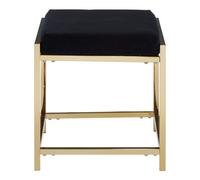 Orsina Allure Black Velvet And Gold Finish Stool